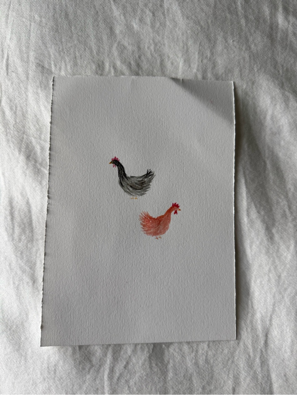 Hand-Painted Chicken Art — Gray and Orange